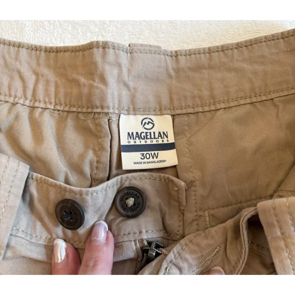 Magellan Outdoors Men’s 30W Khaki Chino Shorts Cotton Stretch Casual Flat Front